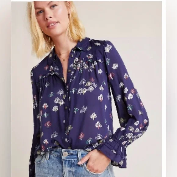 Like New, Anthropologie Maeve Frederick Tree Blouse. - Picture 4 of 8
